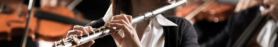 Klassisches Orchester Nahaufnahme Querflöte