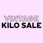 "Vintage Kilo Sale" auf rosa Hintergrunf
