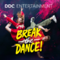 Break the Dance als Titel vorne in der Mitte, im Hintergrund links eine Frau, rechts ein Mann, die Tanzposen einnehmen, im Hintergrund zu sehen: Pinke Farbklekse auf dunkelblau-schwarzem Grund